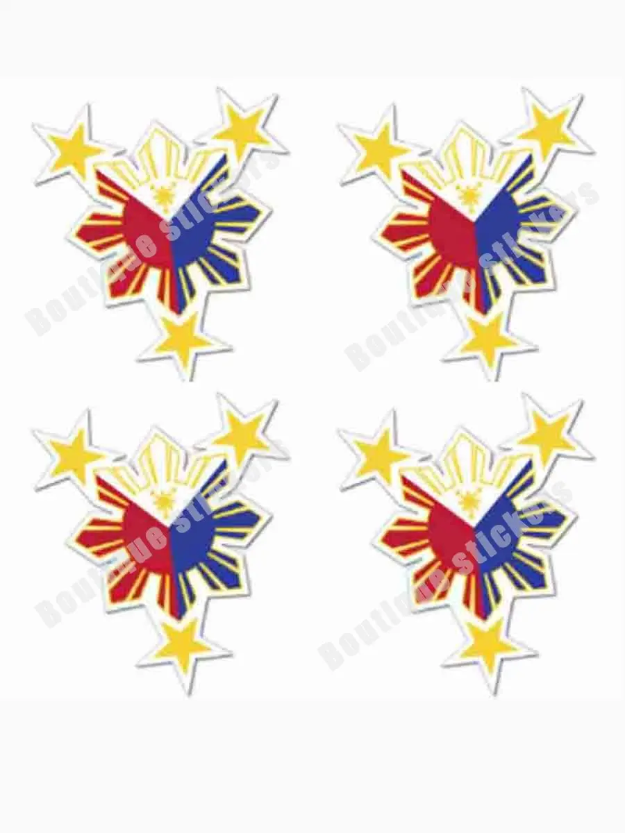 4-piece Set of Philippines Sun Sticker Flag Bumper Waterproof Vinyl Decal JDM Car Sticker DIY Car Styling Car Accessories