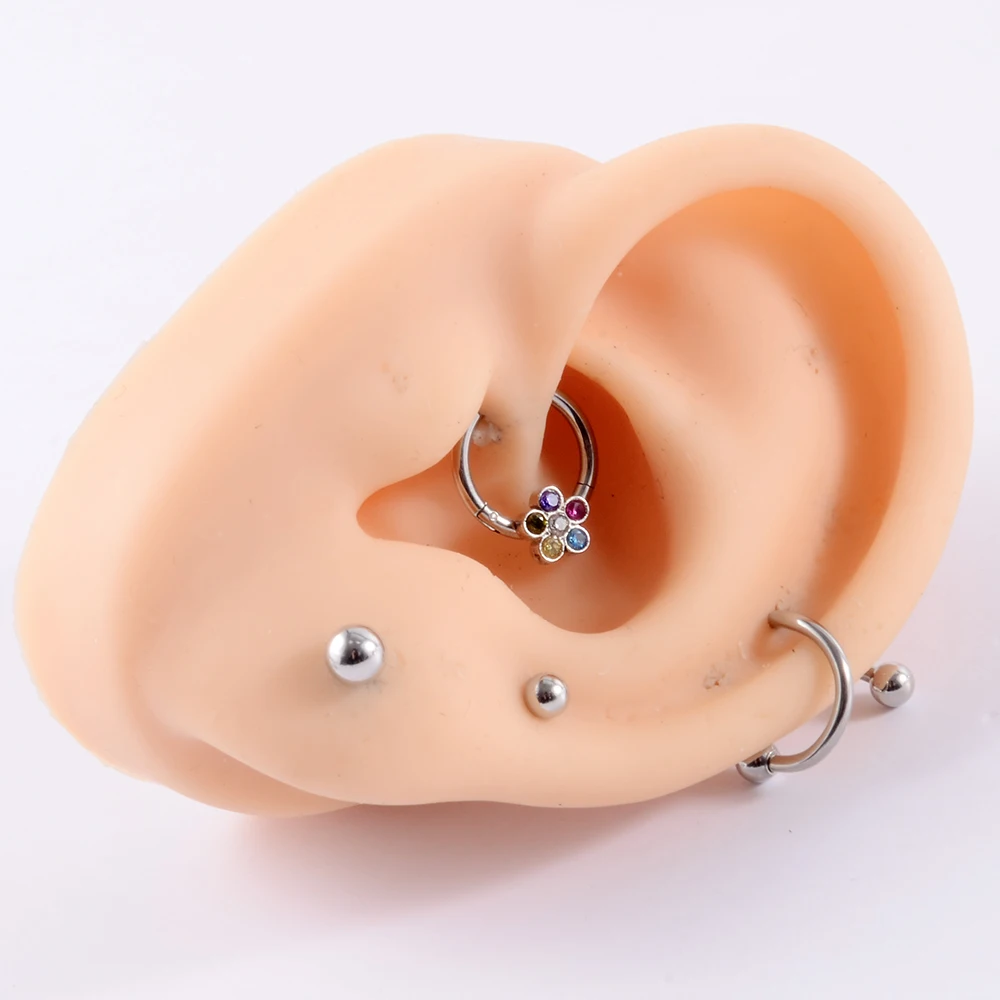 1pcs Stainless Steel Septum Clicker Hoop Ring Nose Labret Ear Tragus Cartilage Daith Helix Earrings Studs Body Piercing Jewelry