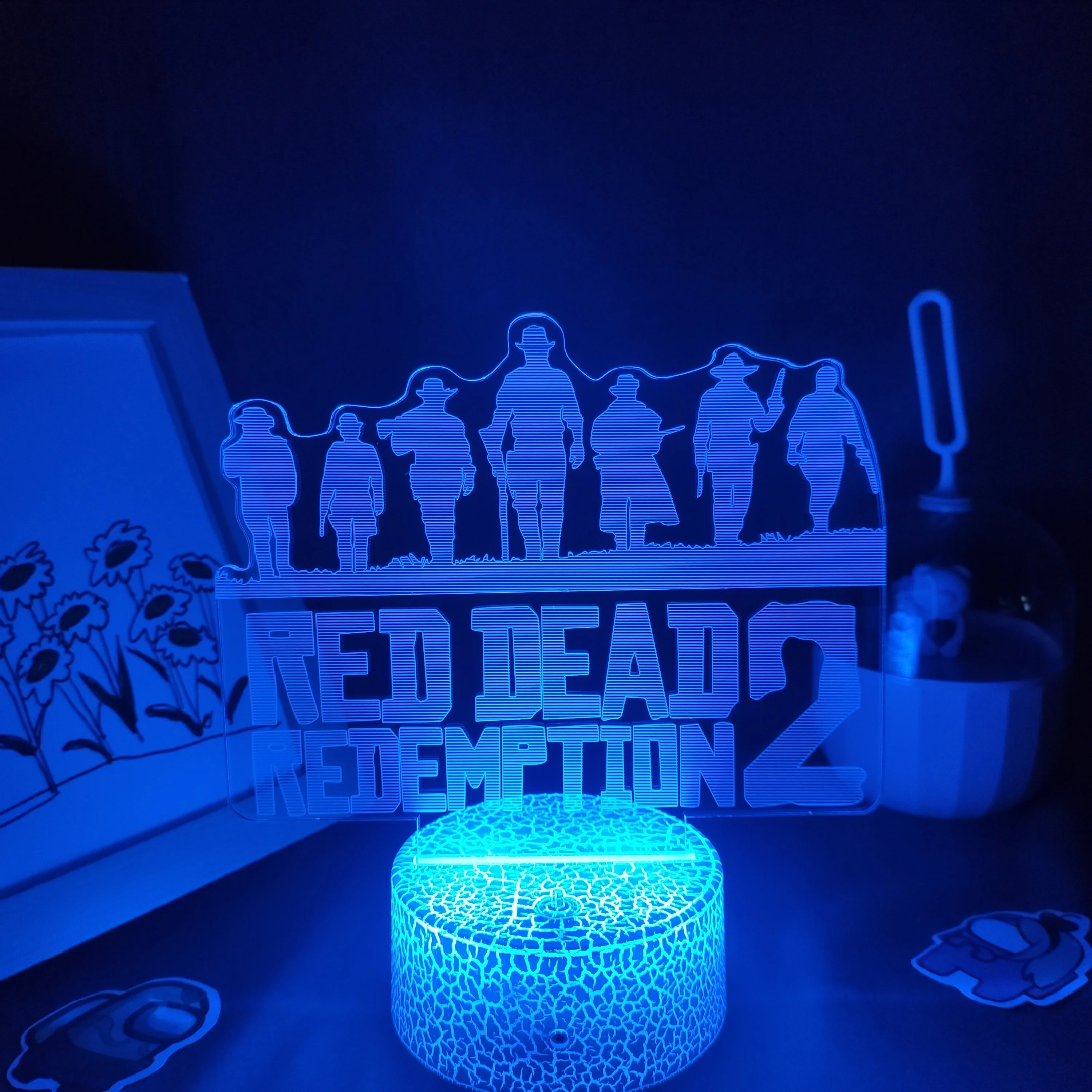 Red Dead Redemptions 2 LOGO Game Figure Arthur Morgan 3D Lamps Led RGB Night Lights Cool Gift Bed Room Table Colorful Decoration