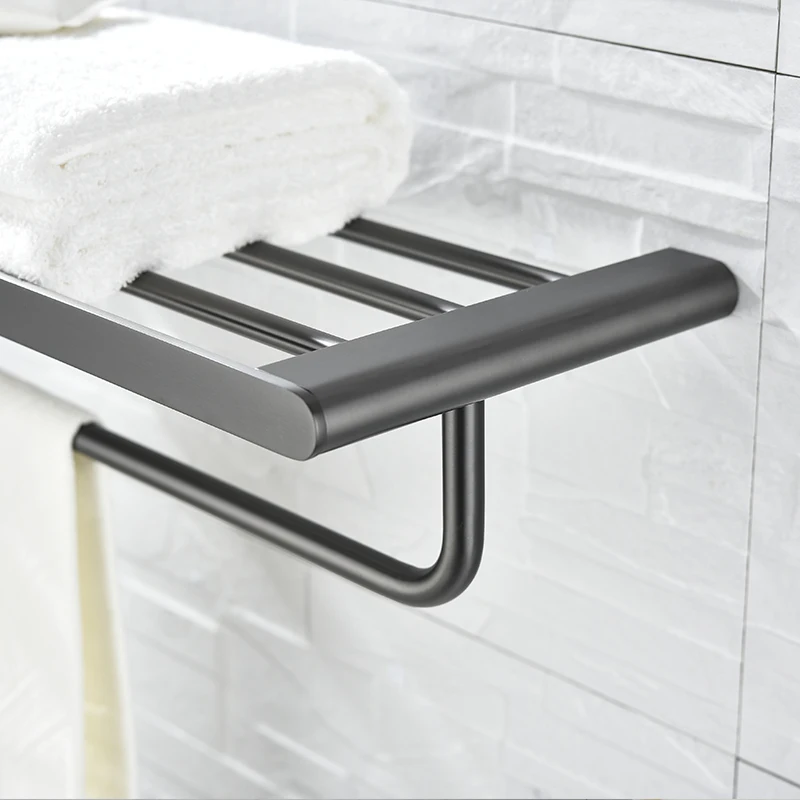 Stainless Steel Gray Bathroom Hardware Set Towel Bar Rack Toilet Paper Holder Robe Hook Wall Mounted Bathroom Accessories