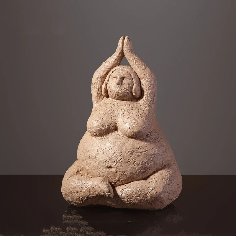Resin Fat Lady Figurines Abstract Character Sculpture Nordic Style