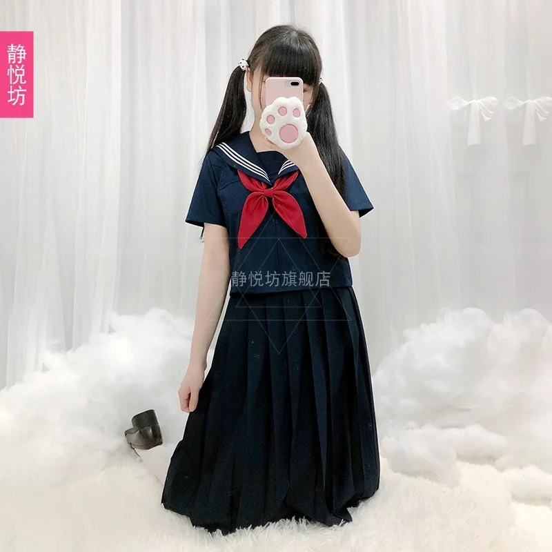 Japan Cute Girl Girls JK Uniform Two-Piece Suit Summer Dress Sailor Suit College Style School Uniform black lolita dress