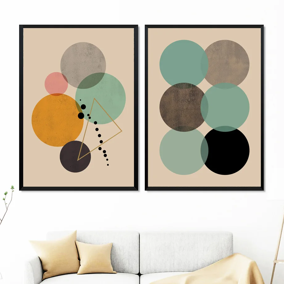 Abstract Geometric Round Square Vintage Wall Art Canvas Painting Nordic Posters And Prints Wall Pictures For Living Room Decor