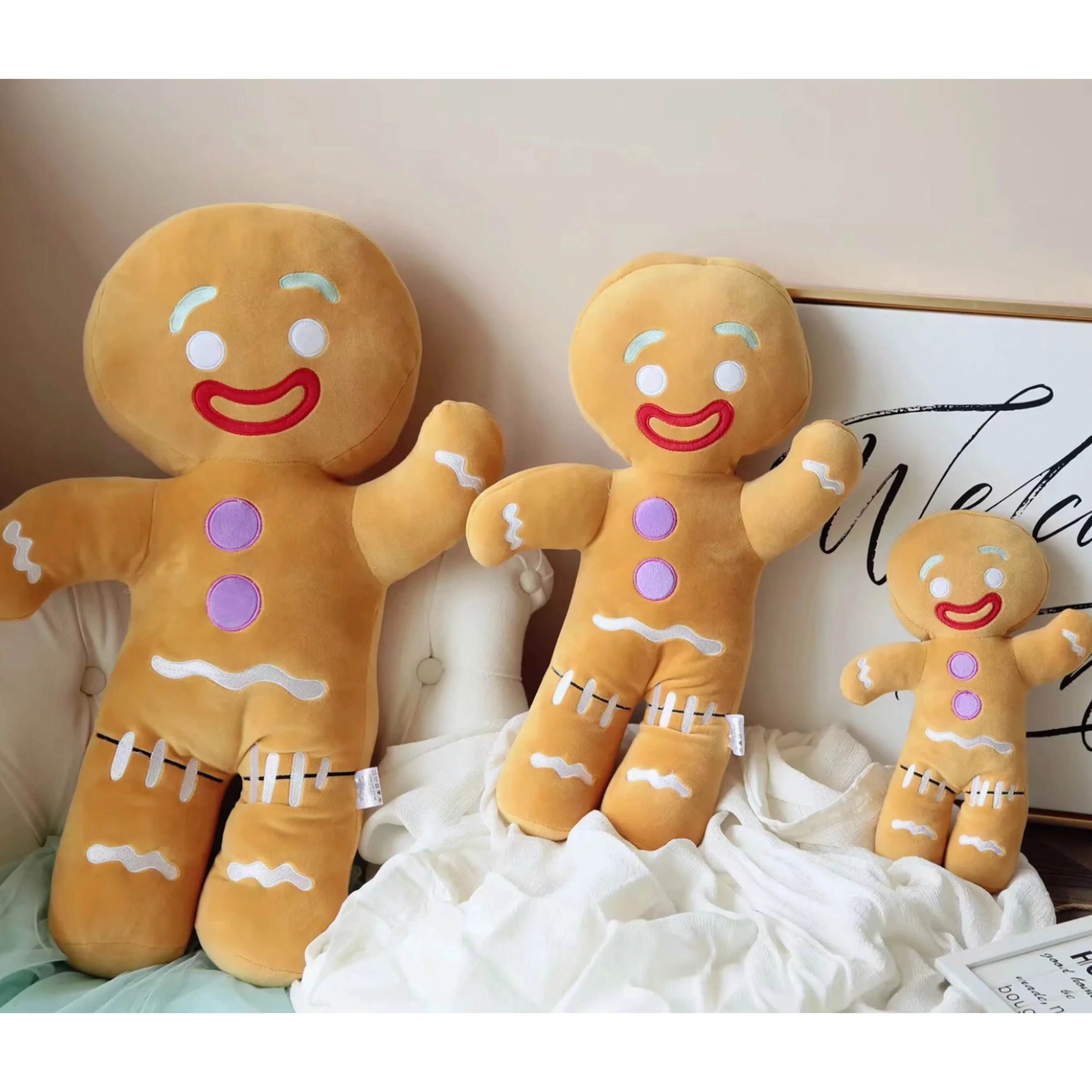 かわいいジンジャーブレッドマンぬいぐるみベビーなだめる人形ビスケット枕クッショントナカイ家の装飾子供のためのクリスマスギフト