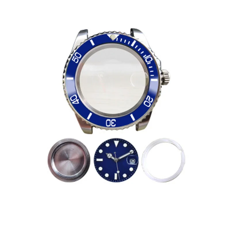 40mm Stainless Steel Watch Case SUB Watch Accessories for Pearl 2813/3804 Movement Plastic Inner Cover