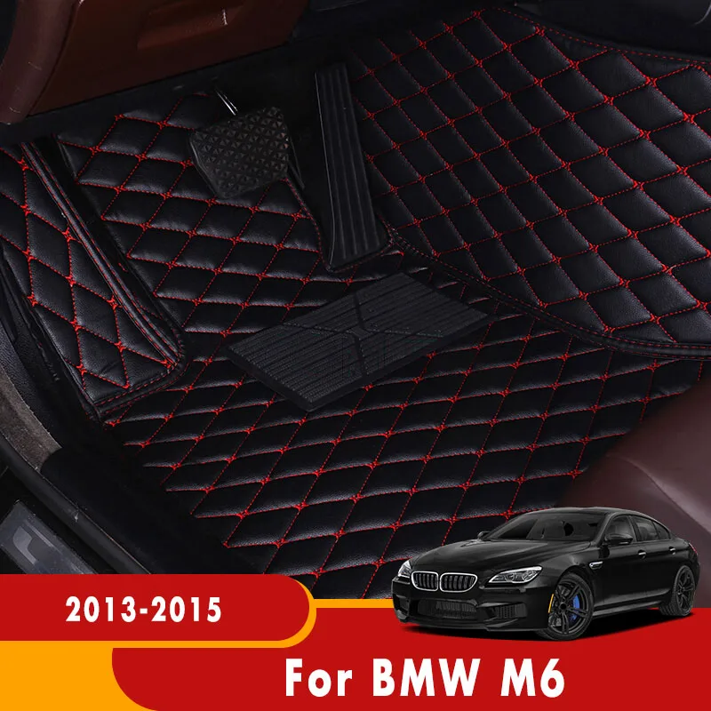 Custom Car Floor Mats For BMW M6 2015 2014 2013 Auto Interiors Accessories Decoration Pad Heel Foot Mat Pedal Rug Leather Carpet