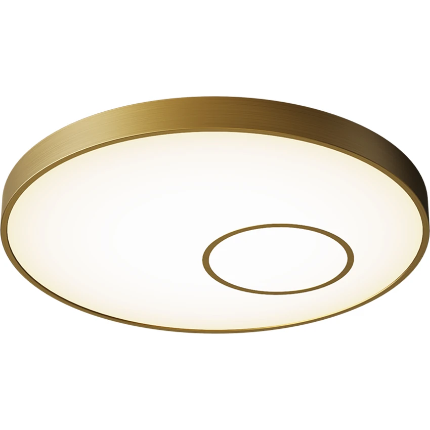 Plafonnier rond en cuivre composé de 3 couleurs changeantes, design nordique moderne, éclairage d'intérieur, luminaire de plafond ultra fin, idéal pour une chambre à coucher ou un bureau