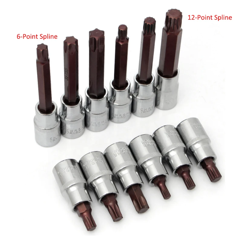 1 pçs 1/2 polegadas unidade quadrada 12 pontos spline soquete bit m5 m6 m8 m10 m12 m14 m16 m18 torx chave de fenda bit ferramentas manuais de reparo automático