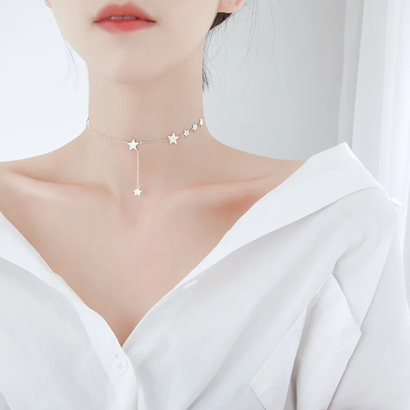 New Fashion Star Choker Female Short Clavicle Chain Necklace for Women Fine Jewelry Wedding Accessories