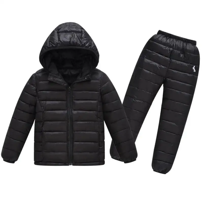 Children Set Boys Girls Clothing Sets Winter Hooded Down Jackets Pants Waterproof Thick Warm Tracksuts Kids Clothing Tracksuit