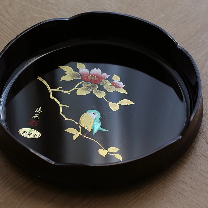 

gold phuong draw type plum fruit bowl imported from Japan lacquerware receive candy box compote dish saucer dish resin