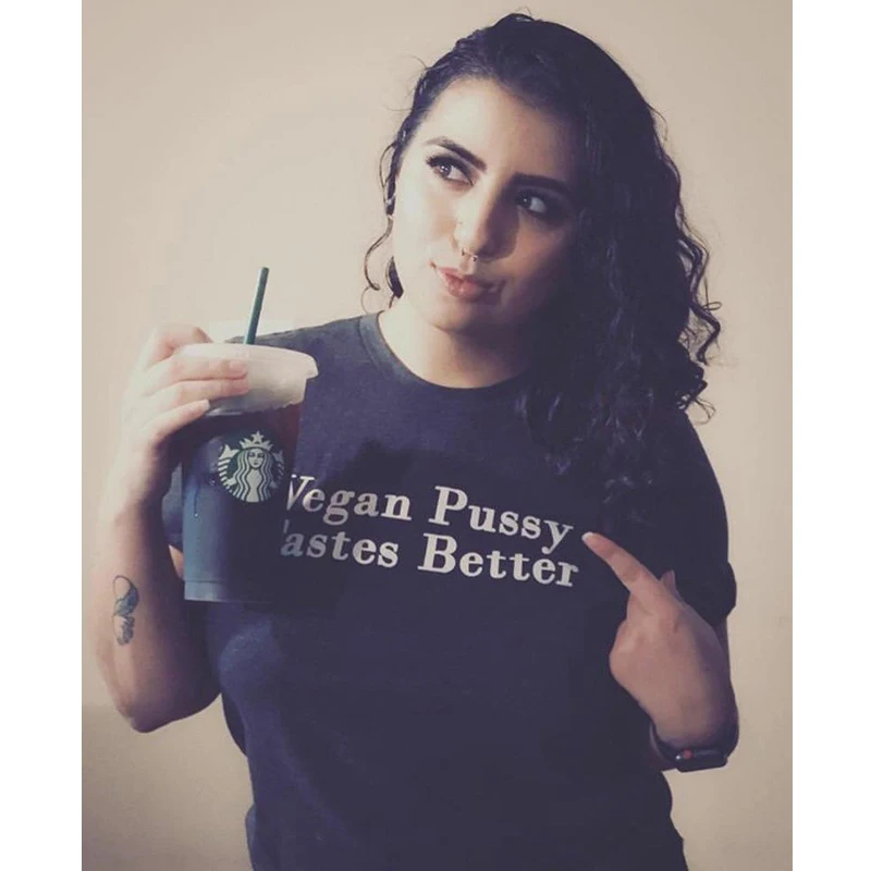 Vegan Pussy Tastes Better T-shirt Casual Women Slogan Vegeterian Tshirt Unisex Summer Short Sleeve Vegan Organic Tee Top Outfit