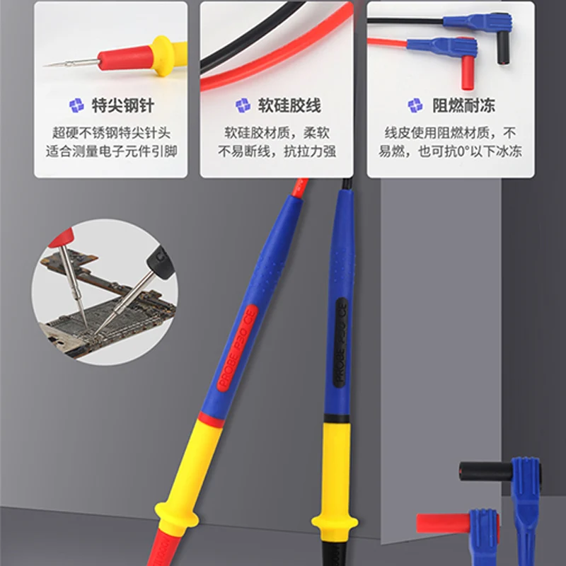 Mechanic P30 Multimeter Pen 1000V 20A Test Rod Soft High Precision Anti-scalding Silicone Wire Extra Tip Test Pen