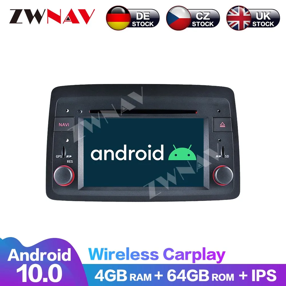 4+64G Android 10 8 Core Carplay DVD Player GPS Stereo Navigation Car Multimedia Player Touch Screen DSP For Fiat Panda 2004-2012