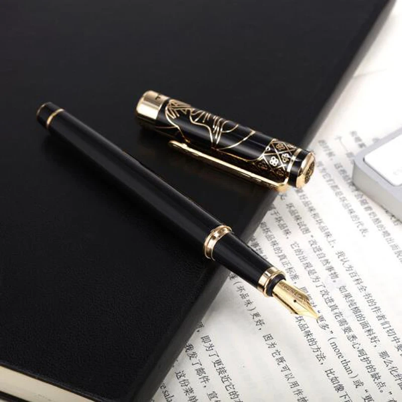 Picasso 902 Business Gentleman Series Fine Nib Fountain Pen Golden Engraving For Office & Home Writing Gift Pen