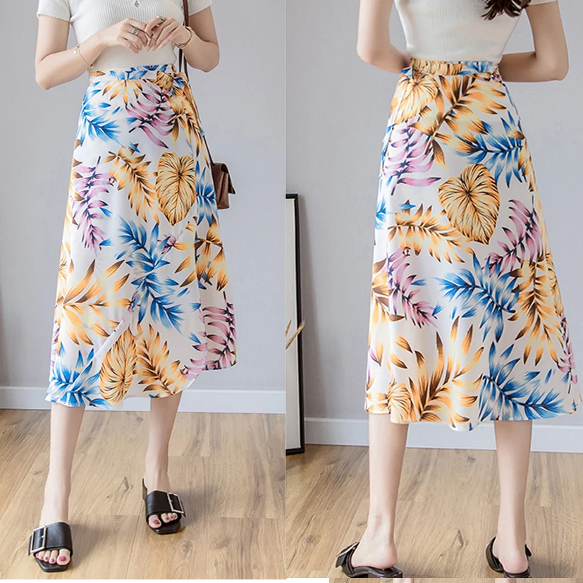 Boho Vrouwen 2020 Zomer Herfst Dames Saia Midi A-lijn Bloemen Faldas Mujer Moda Strand Vakantie Vrouw Chiffon Rokken