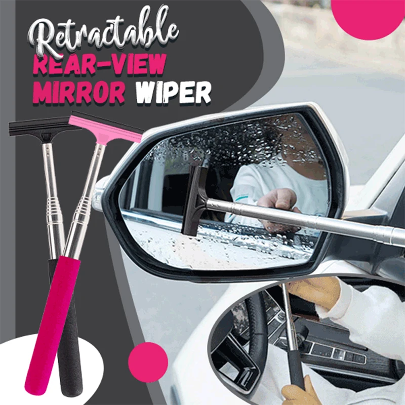 1pcs portable Retractable rear-view Mirror Wiper Quickly Wipe Water,Water mist and dirt,For Auto glass Cleaning Tool