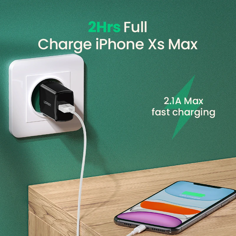 Ugreen 5V 2.1A USB Charger for iPhone 16 15 14 iPad Fast Wall Charger EU Adapter for Samsung S9 Xiaomi Mi 8 Mobile Phone Charger - náhled 3