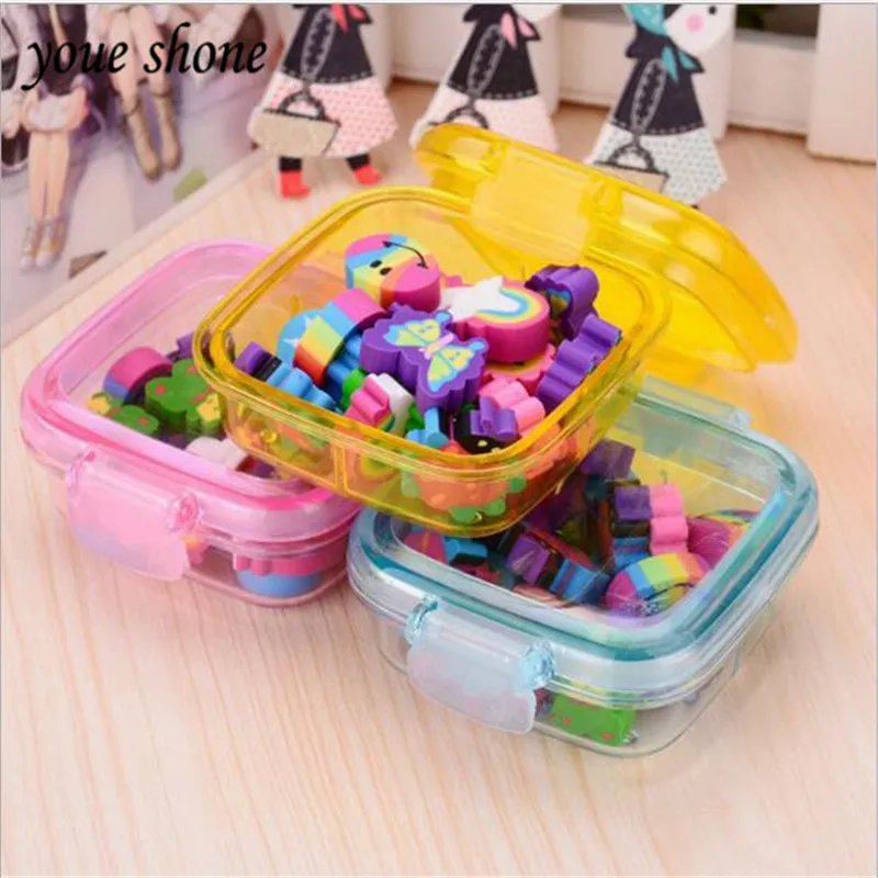 

20pcs/boxes Erasers For Kids Sets New Cartoon Square Box Rubber Eraser For Pencil Cute Shool Stationery Delicate Rubber