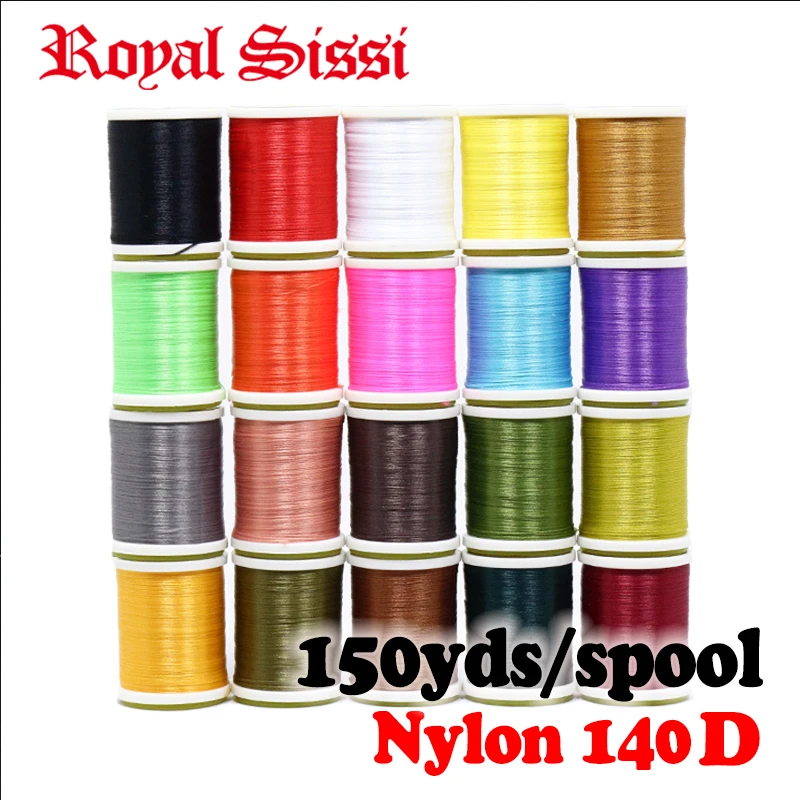 Royal Sissi 10 spools set 140D nylon fly tying thread 150yds/spool big volume 6/0 wet fly &nymph fly thread for hook size 6#-16#