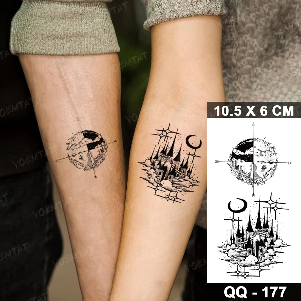 Tatuagem temporária à prova dwaterproof água adesivo náutico farol bússola  cruz spray flash tatuagens preto linha corpo arte braço tato masculino /  Tatuagem e arte corporal, image size:1000x1000