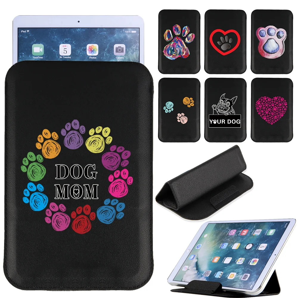 

Universal Tablet iPad Bag Case Magnet Pack 7 8 10 inch Sleeve Stand Cover Pouch Printed Footprints PU Leather Folding Holder