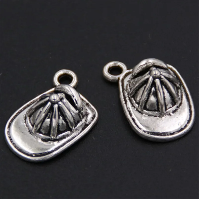 15pcs Silver Color Alloy Metal Fireman Hat Cap Charms Fire Flame Pendants For Men' s Gift DIY Jewelry Making Accessorie