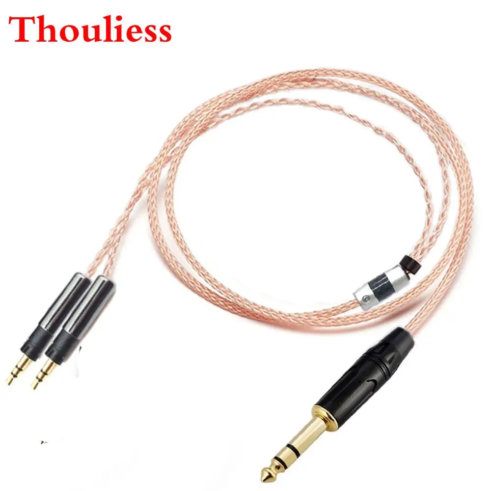 Thouliess HIFI Hi-Fi Handmade 6.35mm TRS Single Crystal Copper Headphone Upgrade Cable for ATH-R70X R70X Headphones