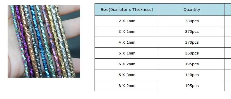 380pcs ,Very Shining! 9Colors,Many Size, Natural Hematite Hexagonal Plate beads Spacer Beads, For DIY Jewelry making !