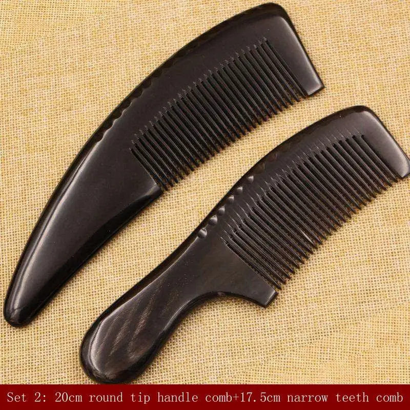 comb set Hairdressing Supplies Natural Anti Static Black Buffalo Horn Comb Massage Hair Care Brush Hairbrush Combs Gift