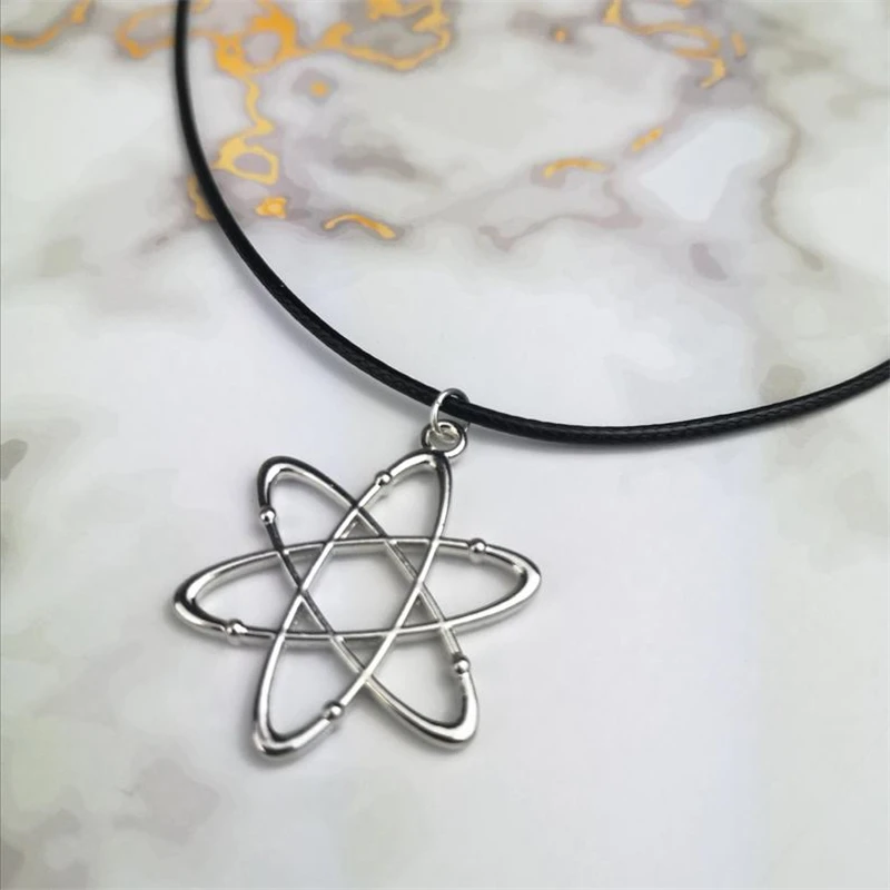 Atom Necklace, Science Jewelry, Black Cord Necklace, Science Gifts, Teacher Gift, Adjustable Necklace, Graduation Gift