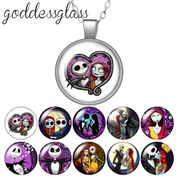 jack skellington Nightmare Before Christmas Round Glass glass cabochon silver plated/Crystal pendant necklace jewelry for Gift