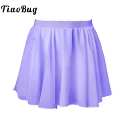 Kids Girls Ballet Dance Chiffon Skirt Stylish Elastic Waistband Solid Ballerina Veil Skirt Dancewear Stage Performance Costume