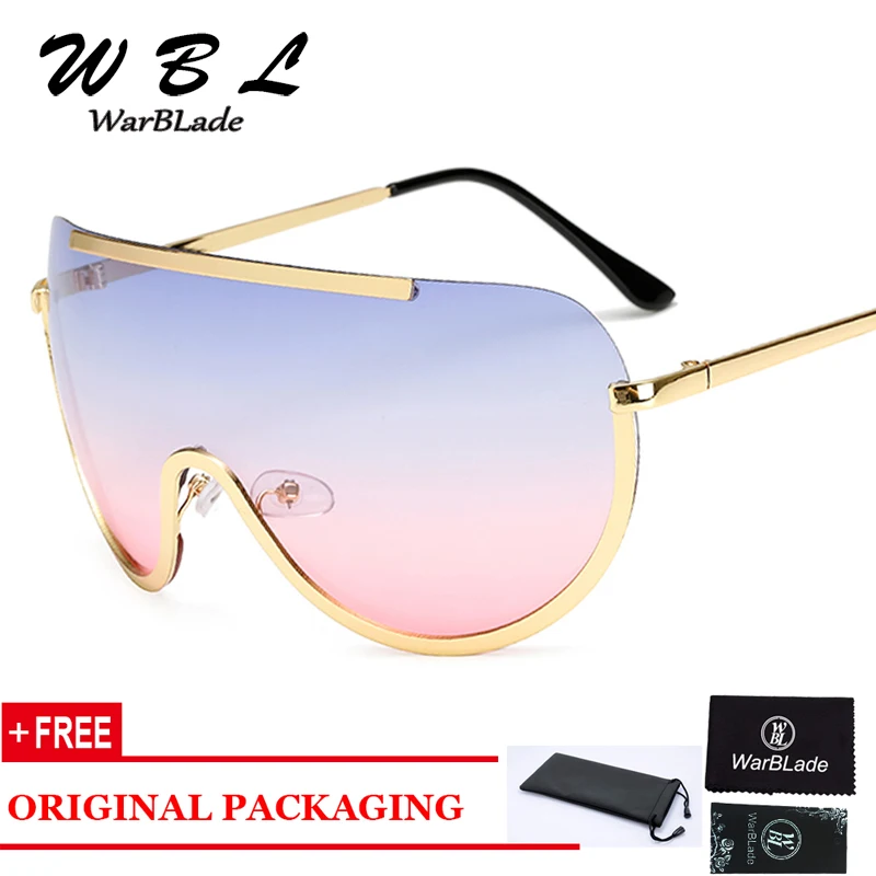 

WarBLade Newest Glasses Frame Oversize Alloy Sexy Cool Sunglasses Women Gold Clear Eyewear Gradient Shades 2019 Hot
