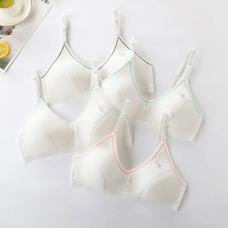 Kids Girls Training Bras Wireless Cotton Underwear For Teenage Girls Young Student Training Bras Solid Age For 12-16Years