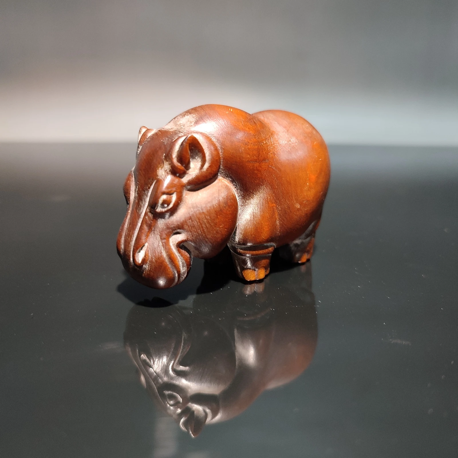 chinese antique wooden carvings Hippo statue asian/oriental carved wood decor