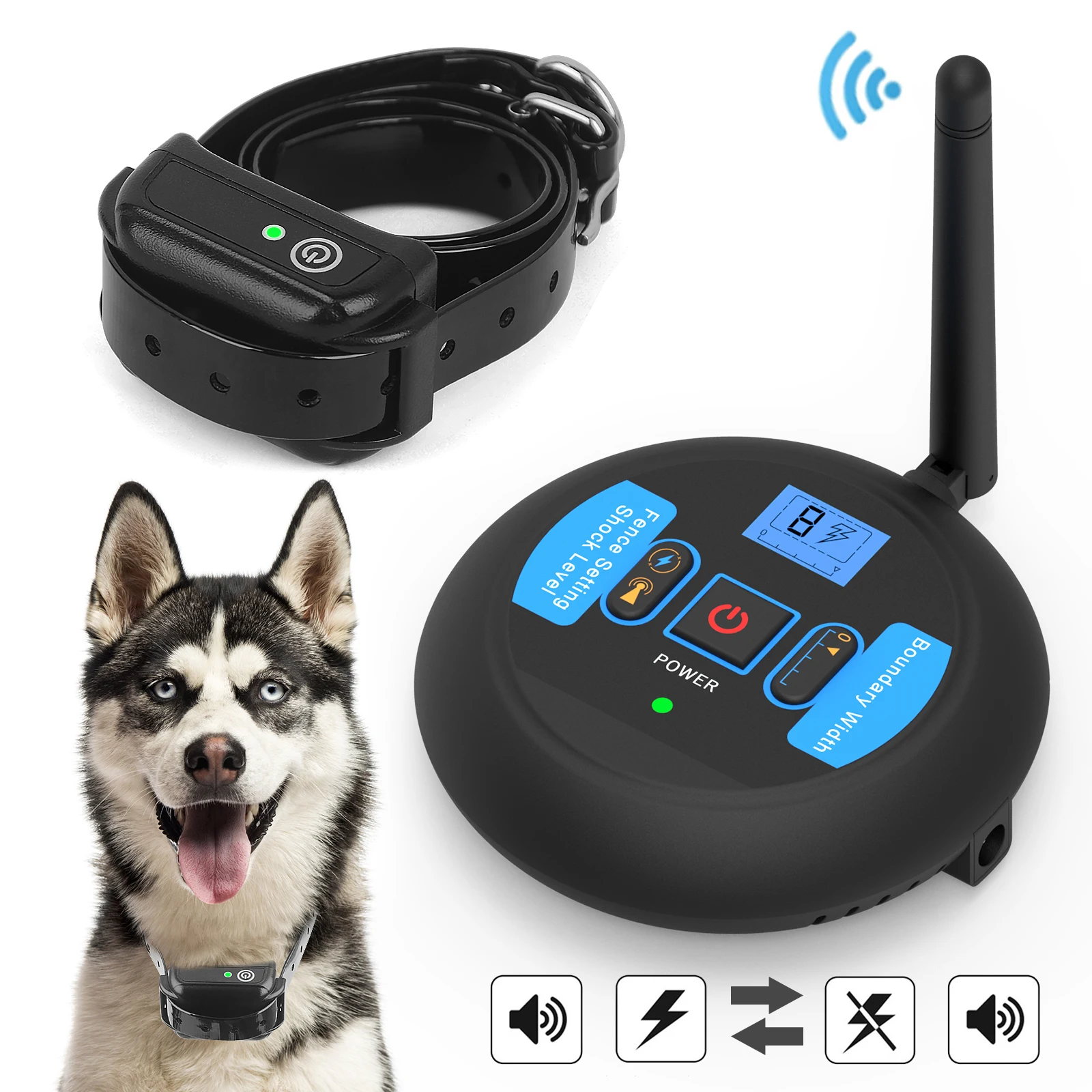 Upgrade 200m Wireless Dog Electric Fence Rechargeable IP67 Smart Training Electric sound Dog Collar for Dog training accessories