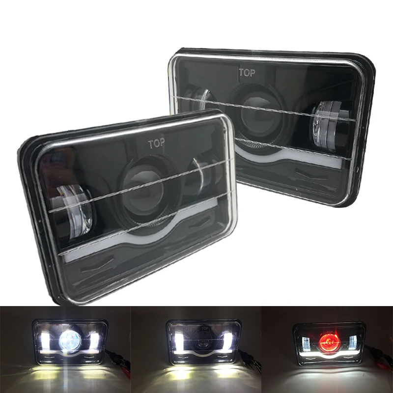 DOT Approved chrome Projector 4x6 inch LED Headlights Rectangular H4651 H4652 H4656 H4666 H6545 For Ford Truck