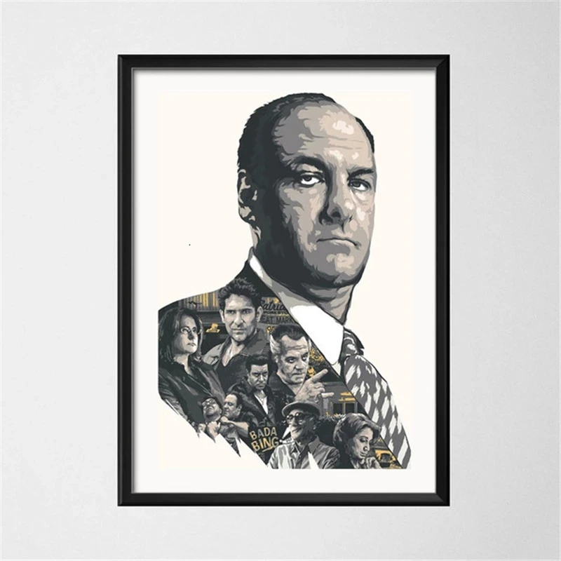 Classic Tv Series Show The Sopranos Gangster Mafia Art Painting Vintage Canvas Actor Photograph Star Poster Wall Home Decor