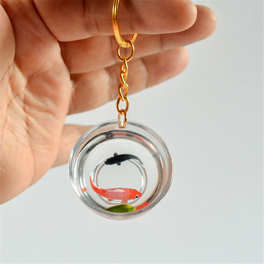 New Creative Lucky Koi Keychain Funny Fish Tank Goldfish Bag Pendant Fashion Ornaments Couple Holiday Gift