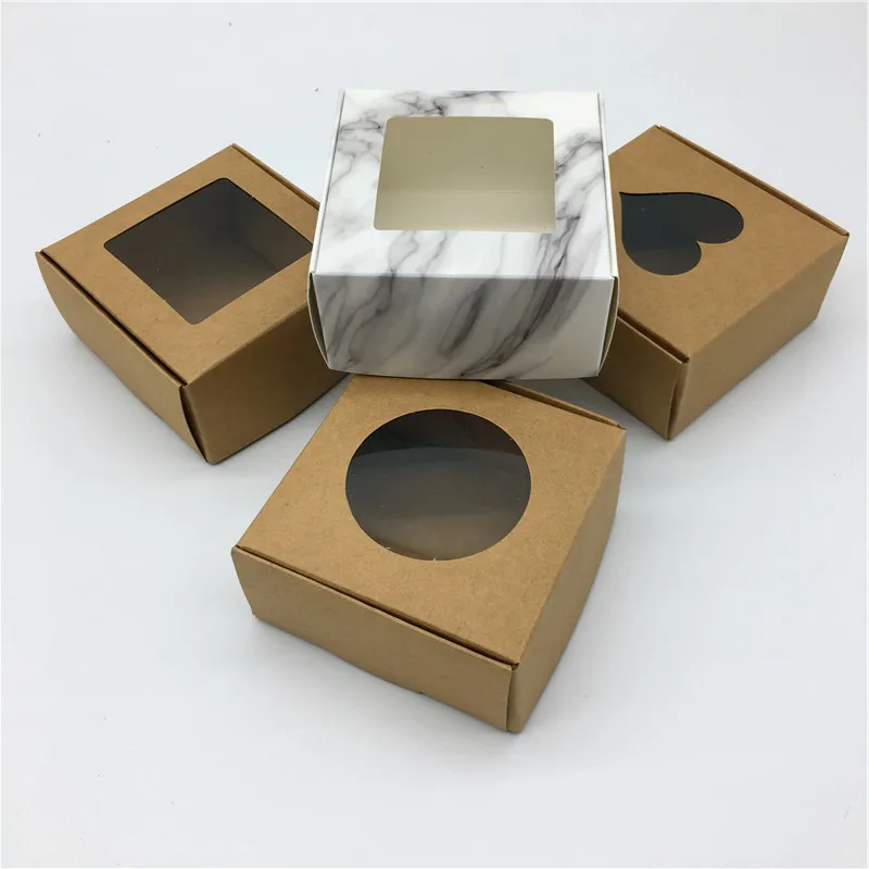 

50Pcs Diy Handmade Paper Gifts Boxes Marbling Style Candy Wedding Cake Package Kraft Home Party Suppiles Box