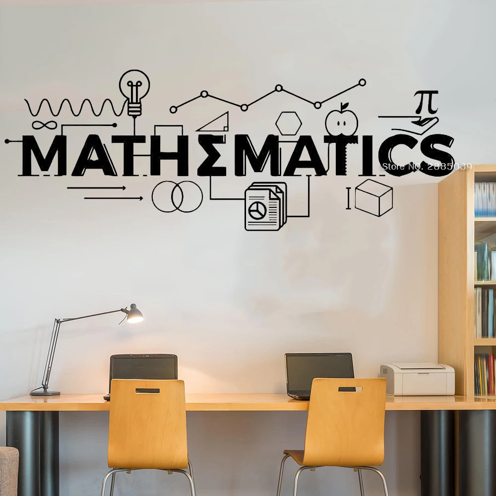 Mathematics Quote Sign Wall Decals Math Classroom Decor School Wall Vinyl Stickers Waterproof Wallpapers Home Study Room LC1407