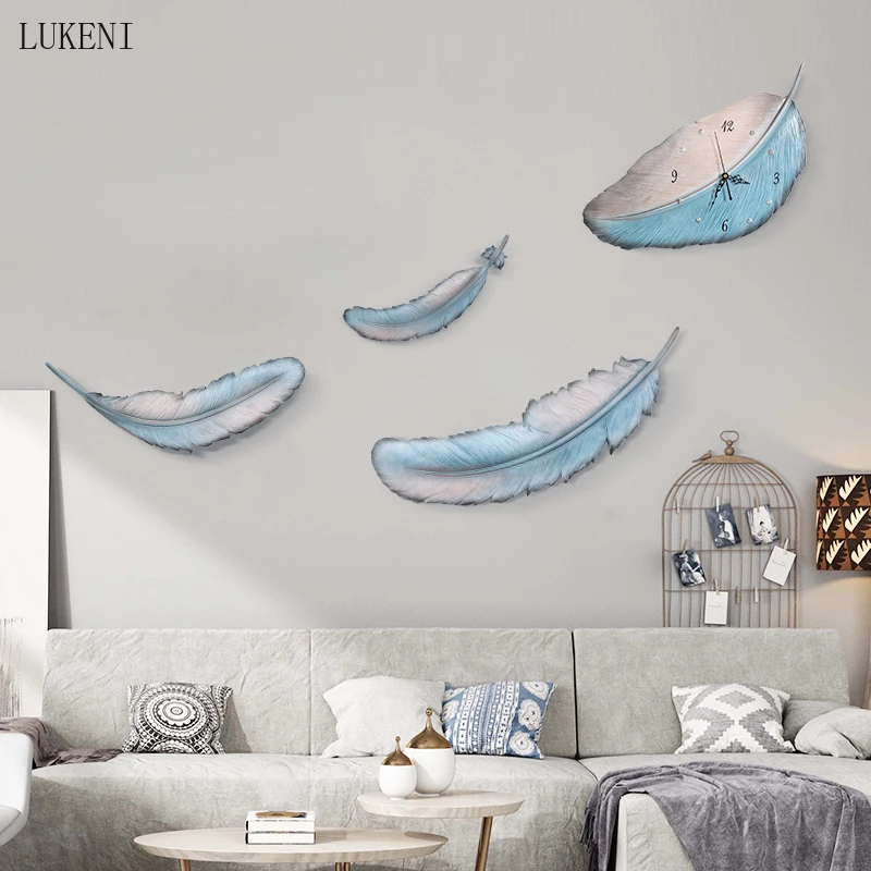 Simple Feather Wall Hanging Creative Modern Sofa Background Wall Hanging European Style Living Room Decoration Ornaments