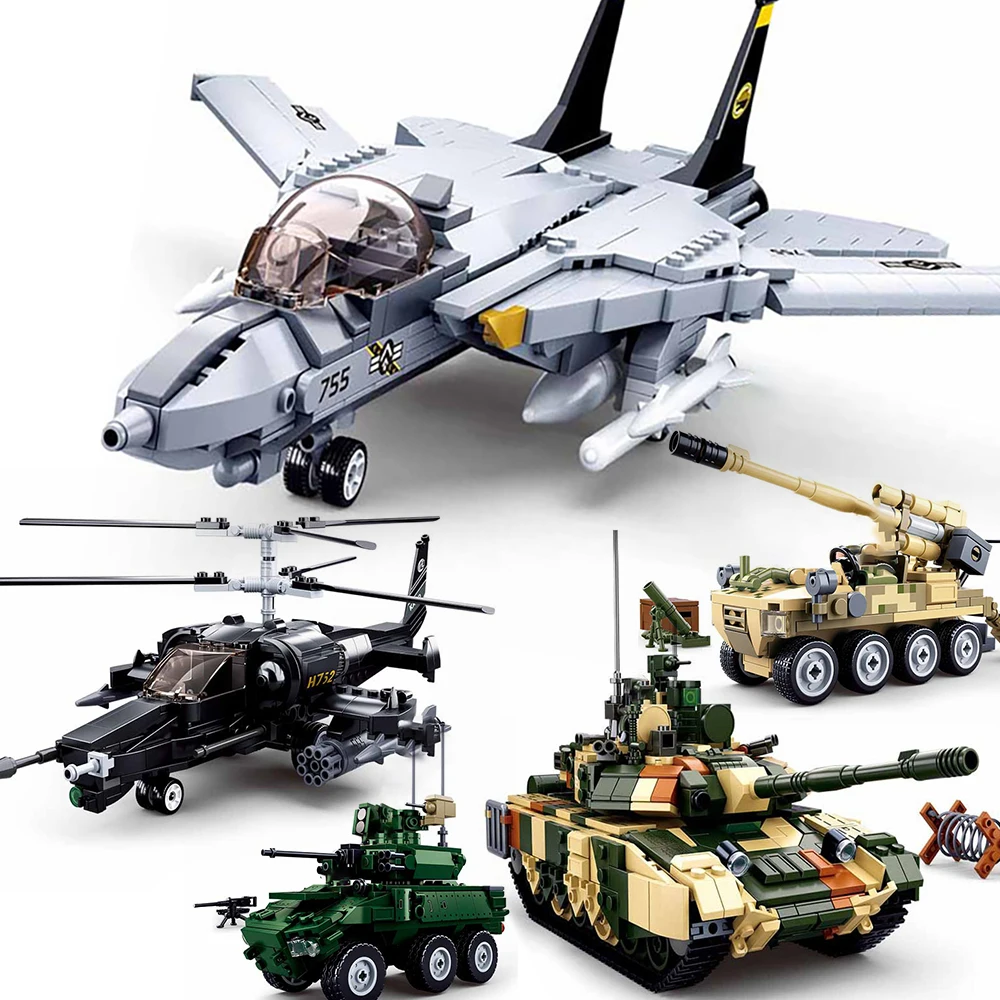 

Sluban Military Technique Vehicle Army Tank Aircrafts War Plane Fighter Model Building Blocks Sets Weapon Bricks Toy Children