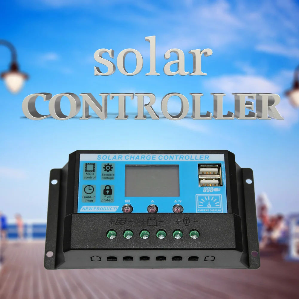 solar charge controller 10A 20A 30A 12v/24v home solar panel kit solar regulator for with dual USB port