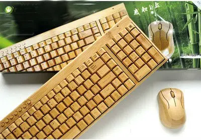 

19 years new bamboo keyboard and mouse set, wireless ultra-thin bamboo keyboard and mouse