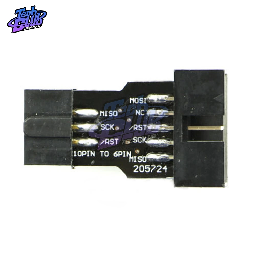 10Pin To 6PiN Convert To Standard Adapter Board for ATMEL STK500 AVRISP USBASP ISP Interface Converter AVR Black/Blue