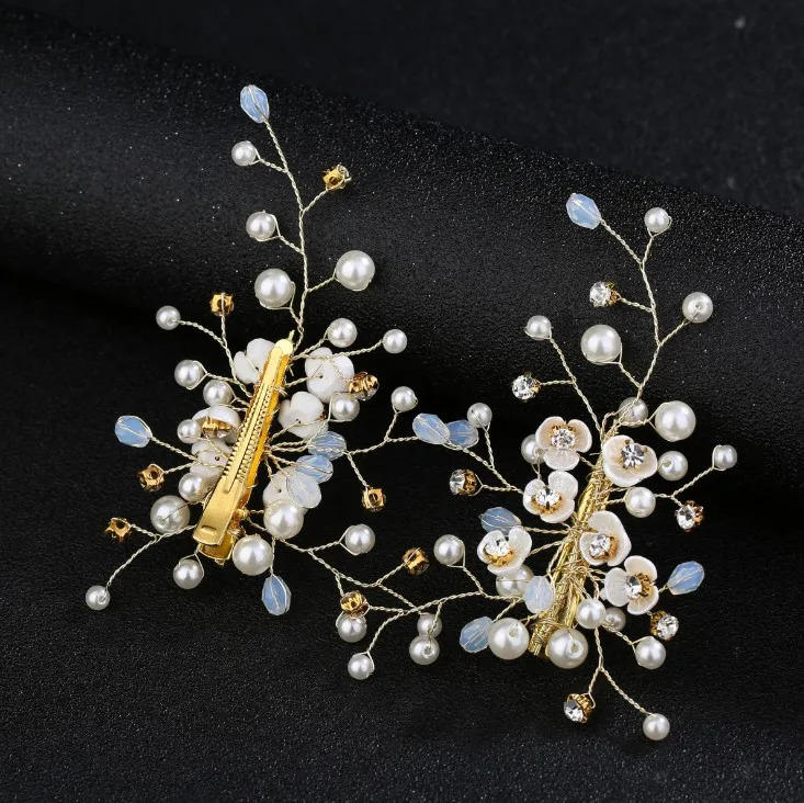 Girl's Crystal Gold Hair Clip Bridal Hairpin Comb Wedding Party Accessories Fashion Bridal Wedding Flower Bridesmaid Headwear