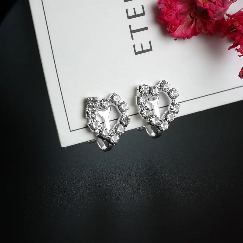 Hot Sale Cubic Zircon Simulated Pearl Geometric Clip on Earrings for Girl Kid Party Charm Without Pierced Earring Women Jewelry