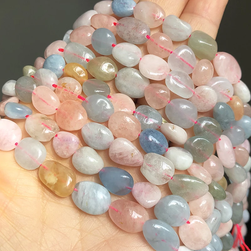 8-10mm Natural Irregular Colorful Morganite Stone Beads Oval Loose Spacer Beads For Jewelry Making DIY Bracelet Earring 15